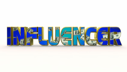 Influencer Social Media Personality Celebrity Make Money Earn Income 3d Illustration