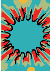 Set of backgrounds for the sun text. Set of backgrounds for hippie text, positive art, hippie art, psychedelic art inspired by the 1970s, 1960s.
The poster is bright sunny. Solar Art Festival. 
