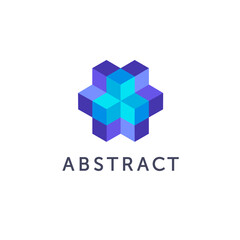 Abstract vector logo design template. Geometric shape icon. Science. Technology.