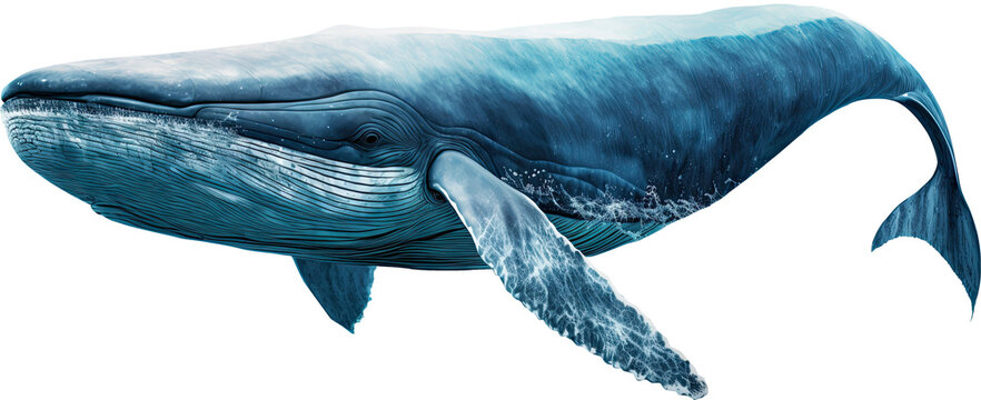 Big whale illustration. White isolation.