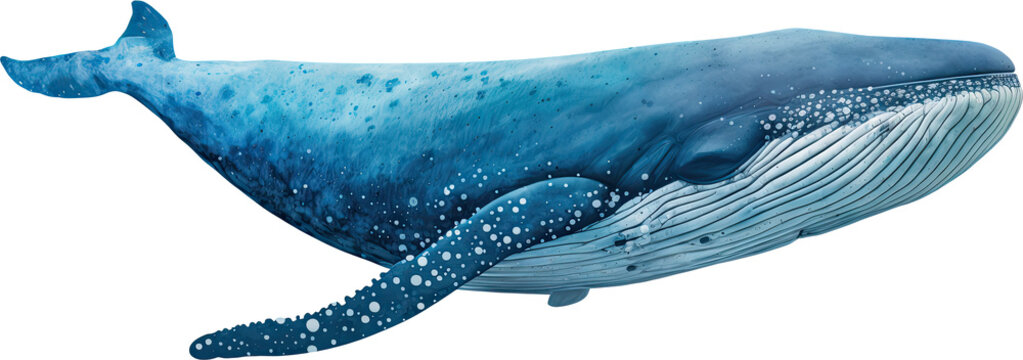 Big whale illustration. White isolation. 