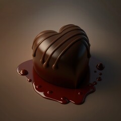 Melted heart-shaped chocolate. Created using generative AI and image-editing software.