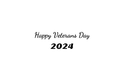 Happy Veterans Day wish typography with transparent background