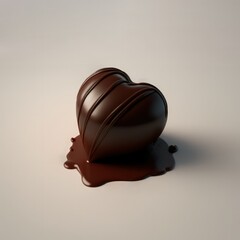 Melted heart-shaped chocolate. Created using generative AI and image-editing software.