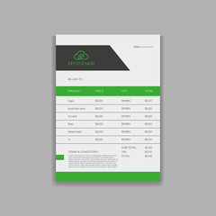 Minimal Invoice Layout, Invoice Layout with Teal Accents, Minimal Invoice Layout, Minimal Corporate Business Invoice design template vector illustration bill form price invoice.