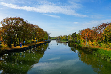 Fototapeta na wymiar Landscape at the Datteln-Hamm Canal near Hamm. 
