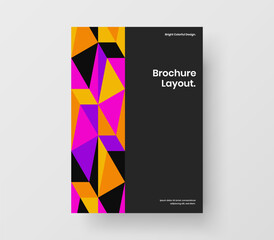 Fresh company brochure design vector layout. Vivid geometric shapes leaflet concept.