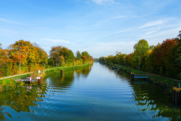 Fototapeta premium Landscape at the Datteln-Hamm Canal near Hamm. 