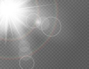 White glowing light explodes. Shining white star. Light effect bright star, Christmas star.