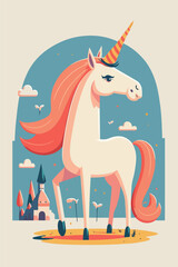 cute unicorn fun character cartoon style vector illustration