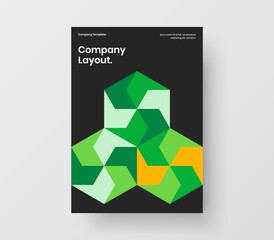 Bright geometric shapes brochure layout. Premium magazine cover vector design concept.