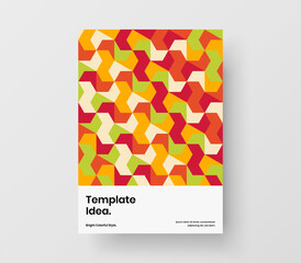 Fototapeta premium Unique corporate brochure A4 vector design layout. Fresh geometric pattern front page illustration.