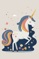 cute unicorn fun character cartoon style vector illustration © Vibrands Studio