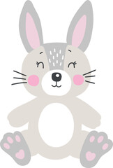 Rabbit animal isolted vector, Cute Animal rabbit, Farm Clipart, Portrait animal vector, Baby animal element