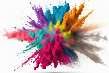 Colored powder explosion isolated on a white background. Generative AI