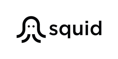 logo design squid line icon vector illustration