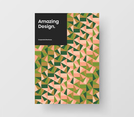 Abstract cover design vector layout. Fresh geometric hexagons presentation concept.