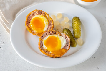 Portion of Scotch egg