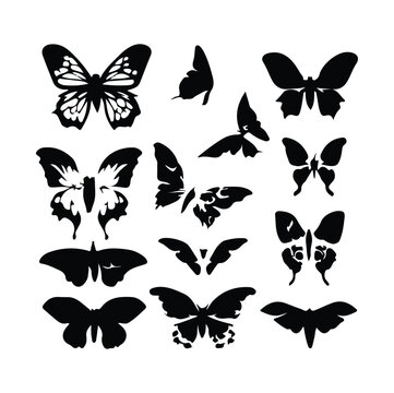 Vector collection of butterfly silhouette