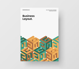 Vivid corporate cover A4 vector design layout. Modern mosaic hexagons annual report illustration.