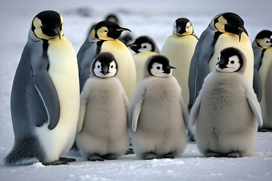 group of emperor penguins, ai generated