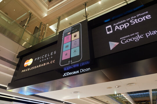 DUBAI, UAE - CIRCA SEPTEMBER, 2015: Mastercard advertisement seen in Dubai International Airport.