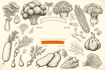 set of vegetables banner, ai generated