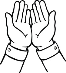 Praying Hands drawing line art vector illustration sketch, moslem hands praying gesture