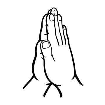 Namaste, Praying Hand, Hand Drawn line art Illustration, Isolated Vector on white