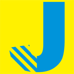 blue letters on a yellow background