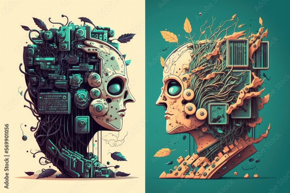 Poster conceptual representations of computer systems and artificial intelligence. generative ai