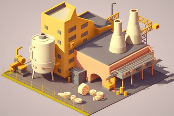 factory for the production of milk and cheese conveyor. Generative AI