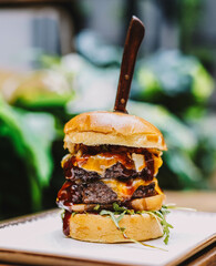 Tremenda haburguesa doble con extra de queso chedar