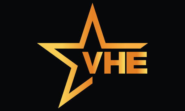 VHE golden luxury star icon three letter logo design vector template. royal logo | luxury logo | jewelry logo | premium logo | iconic logo | Victoria logo |	