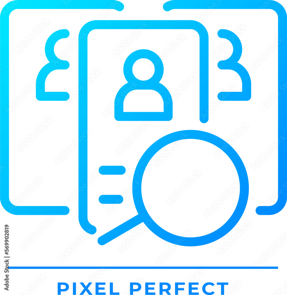 Poster candidate pixel perfect gradient linear vector icon. competing applicants for job position. human re