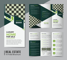 Real estate trifold brochure template design, a4 size horizontal trifold brochure design