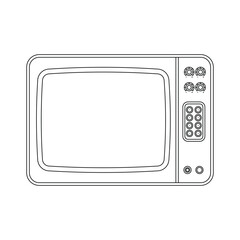 Retro TV Outline Icon Illustration on Isolated White Background