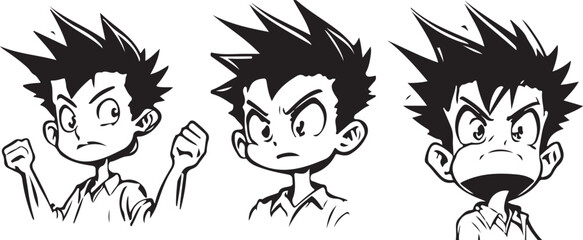 Vector illustration sketch of line art boy