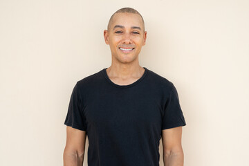 Portrait of handsome bald man wearing t-shirt - 569903667