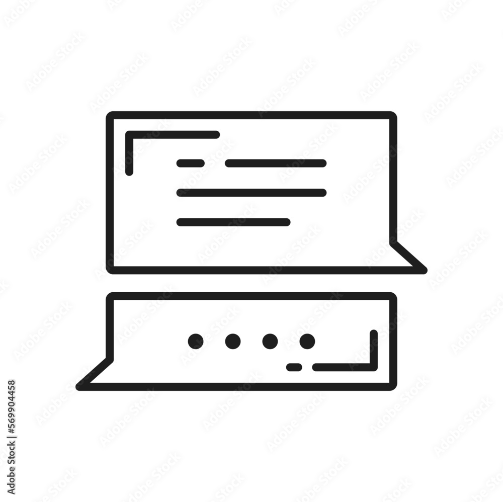 Fototapete memo chatbox bubble, outline message box frame