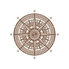 Compass, wind rose sailing geography symbol