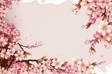 Obraz na płótnie Canvas Sakura flower pink background, Beautiful nature spring, cherry blossom flowers, for background or copy space for text, ai generated