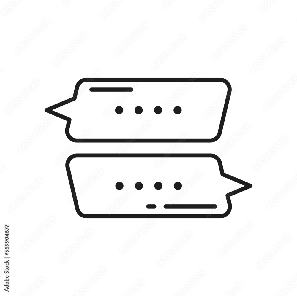 Fototapete memo chatbox bubble, outline message box frame