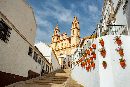 Olvera, Spain. View over the town castle and church