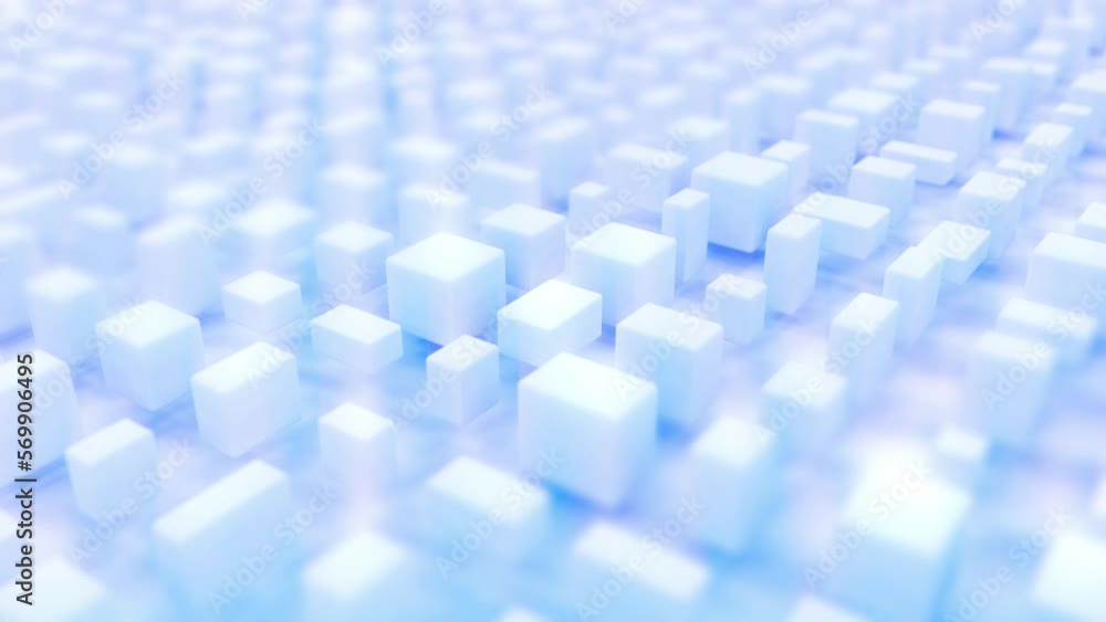 Poster tender sky blue 3d boxes random - abstract geometrical backdrop - loop video