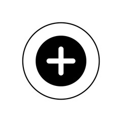 Add button, plus icon vector isolated on circle line background