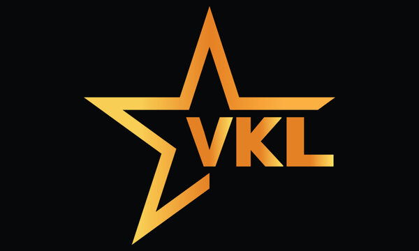 VKL golden luxury star icon three letter logo design vector template. royal logo | luxury logo | jewelry logo | premium logo | iconic logo | Victoria logo |	