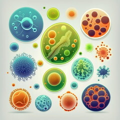 Collection of illustration of a bacteria,Made by AI,Artificial intelligence