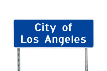 Los Angeles city limit sign isolated with cut out background.