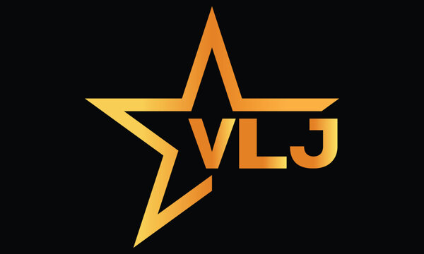 VLJ golden luxury star icon three letter logo design vector template. royal logo | luxury logo | jewelry logo | premium logo | iconic logo | Victoria logo |	